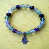 Fluorite and Hamsa Pendant, Bracelet